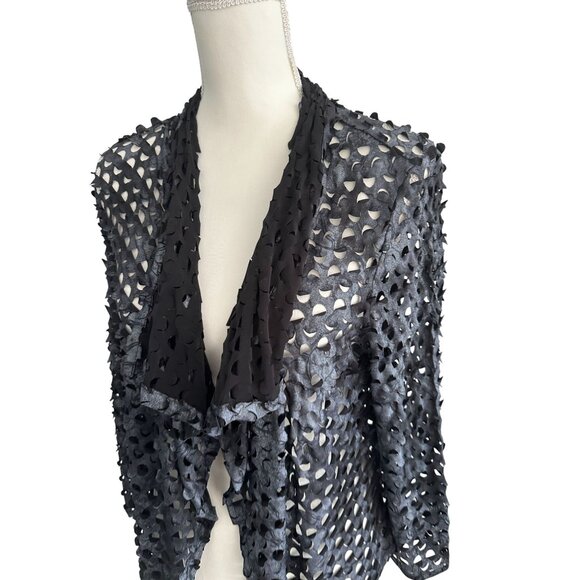 ALBERTO MAKALI Black Cutout Open Front Top Size Large - Picture 4 of 6